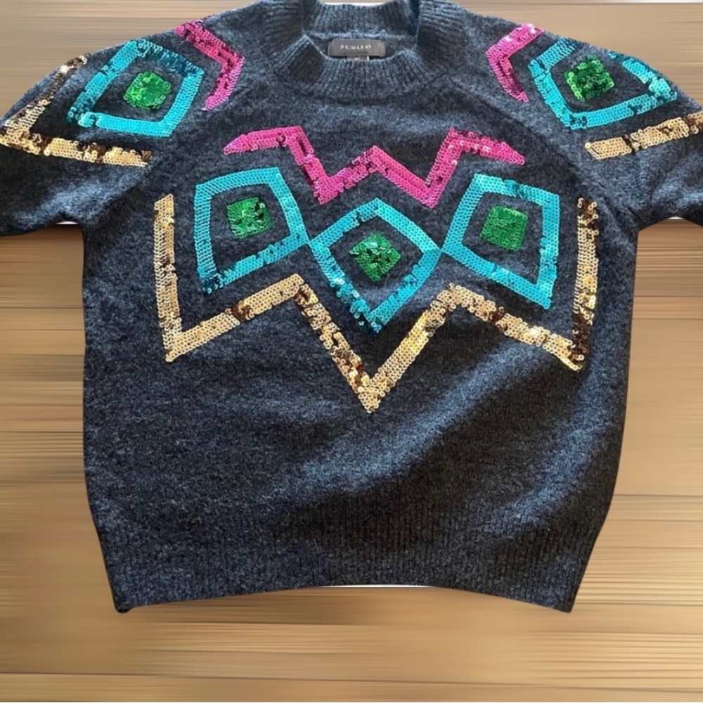 NWT Colorful Geometric Sequin Sweater - Picture 2 of 9